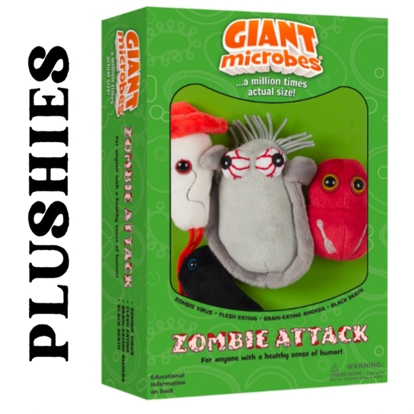 Giant Microbes Other - Giant Microbes Zombie Attack Plush Box Set Zombie Virus Amoeba Black Death